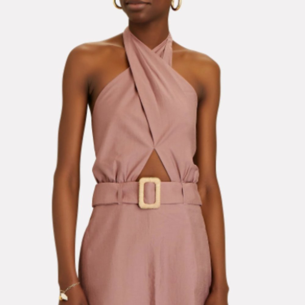 NANUSHKA Nadie Halter Pink Satin Romper Size Small